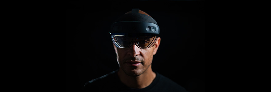 A person using VR goggles